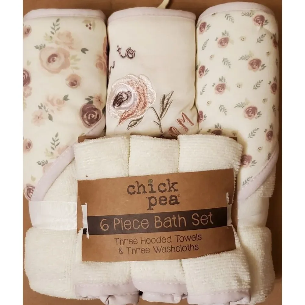 Cutie Pie Baby - Chick Pea 6 piece Bath Set, New‎ - Free Ship!